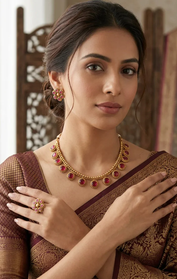 Ruby Stone Necklace Set