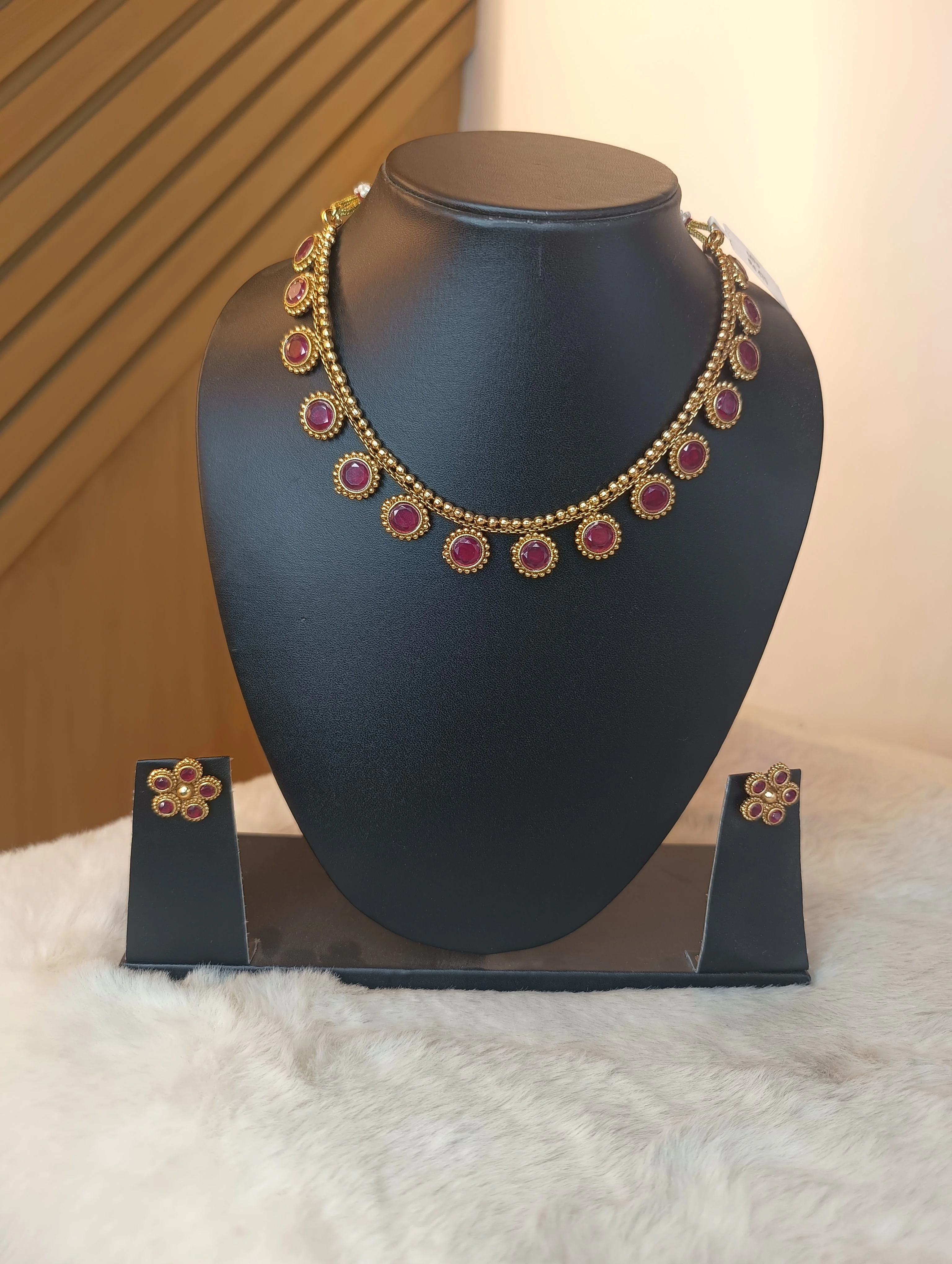 Ruby Stone Necklace Set
